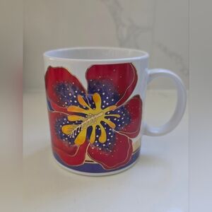 Vintage '90s Laurel Birch Wild Hibiscus Coffee Tea Mug Ceramic Made‎ In Japan
